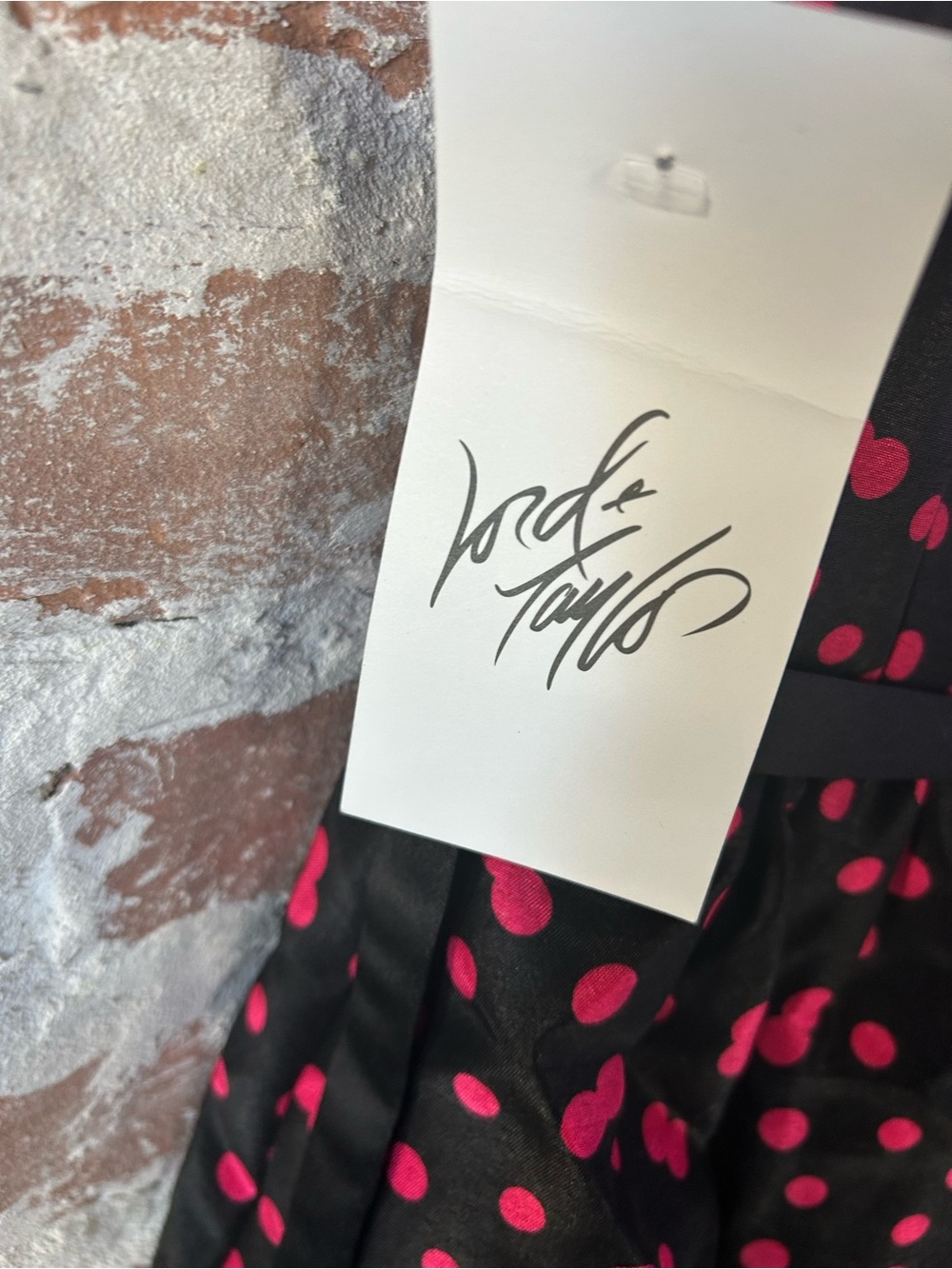 NWT TAYLOR Patterned & Striped Midi Dress with Pink Dots, Lined, w/Taffeta Under - Picture 15 of 16